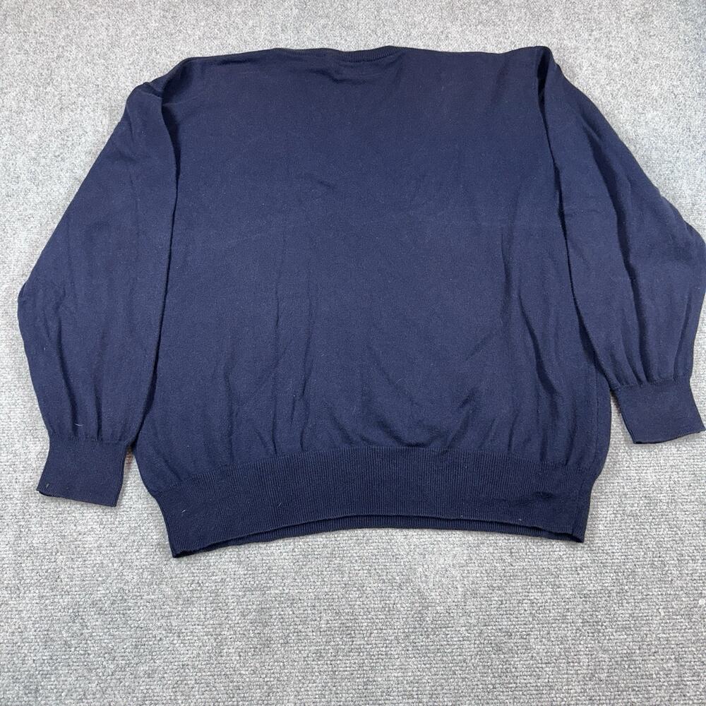 Orvis Sweater Men's Size L Navy Blue V Neck Pullover Cotton Cashmere Blend - Picture 6 of 6